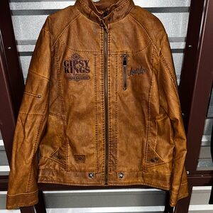 Rare Gipsy Kings Live & Loud Brown Leather Jacket Renaissance Tour Size Large L